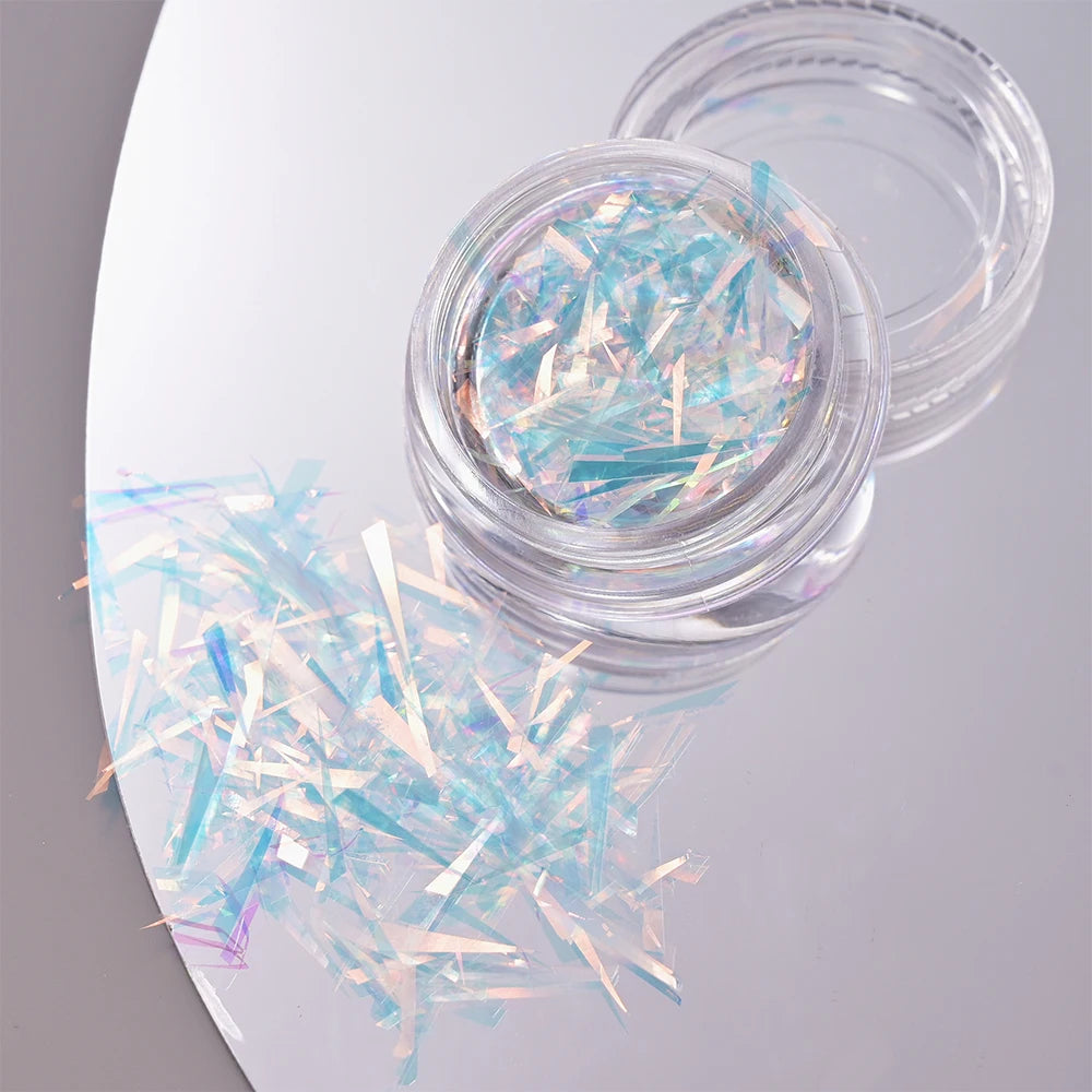 1Box Irregular Holographic Broken Glass Paper Aurora Nail Foil Decal Gradient Laser Flakes Sticker DIY Accessories Manicure Deco