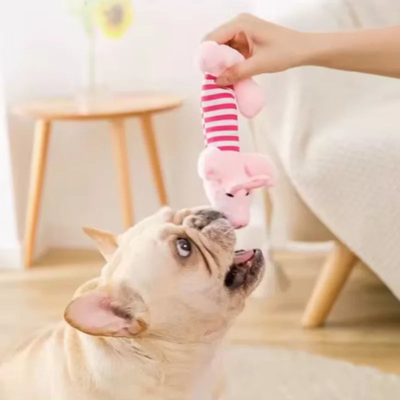 Cartoon Plush Pet Dog Toy Bite Resistant Decompression Duck Piglet Elephant Shapes with Cute Sounds for Cats And Dogs