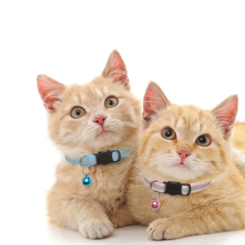 Colors Reflective Breakaway Cat Collar Neck Ring Pet Products Safety Adjustable with Bell Charm Necklace Collar for Puppy