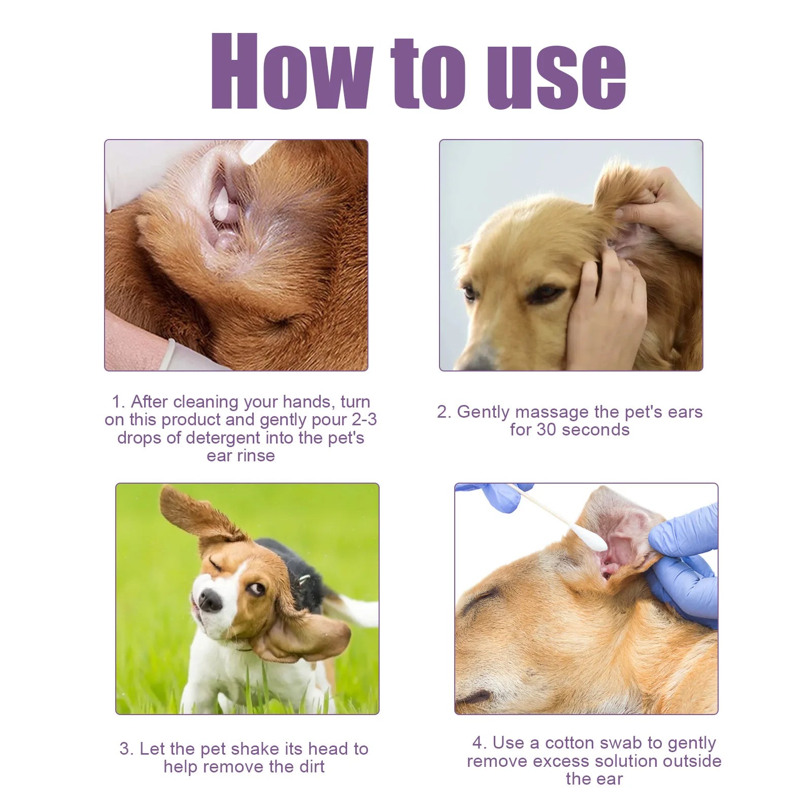 Yegbong Pet Ear Cleaning Solution Relief Discomfort Odor Control Prevention Earwax Dog Cat Ear Water Wash Liquid Products 118ml