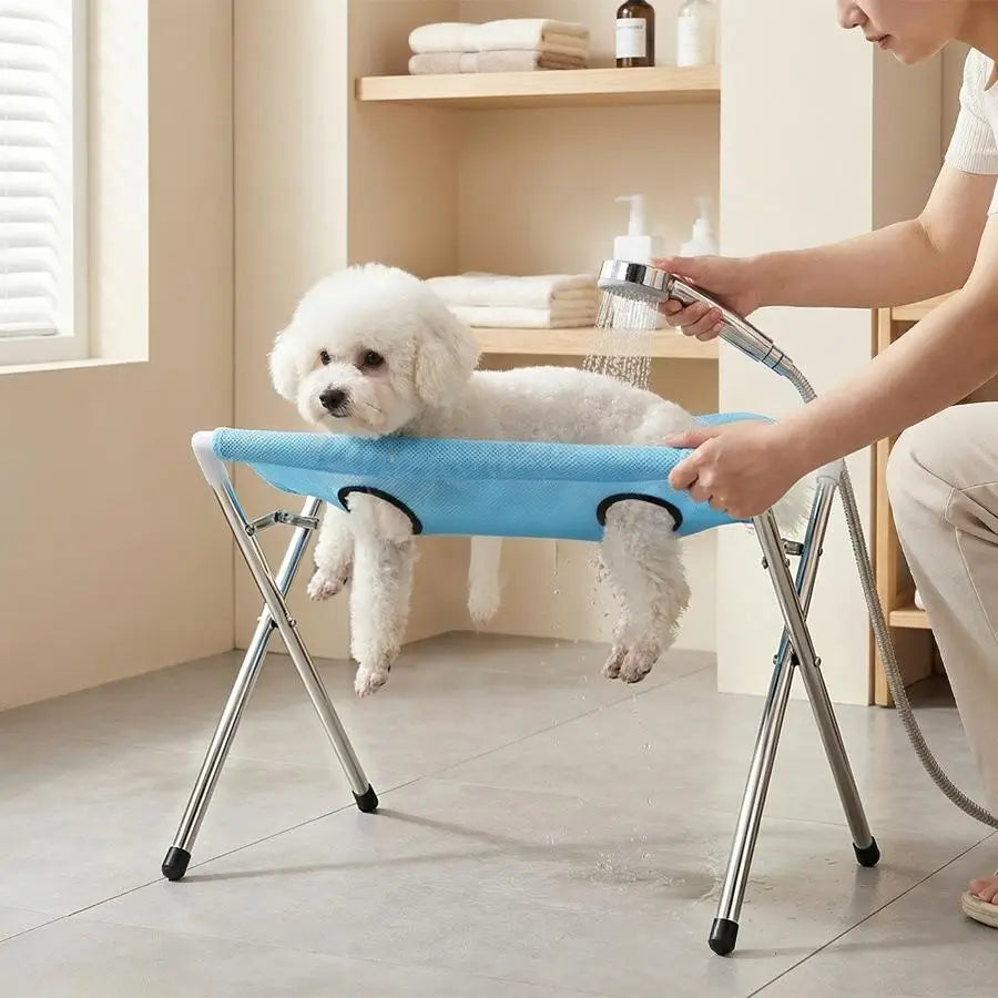 Pet Grooming Hammock Stand Foldable Dog Cat Nail Clipping Harness Stainless Steel Portable Breathable Mesh Grooming Care Tool