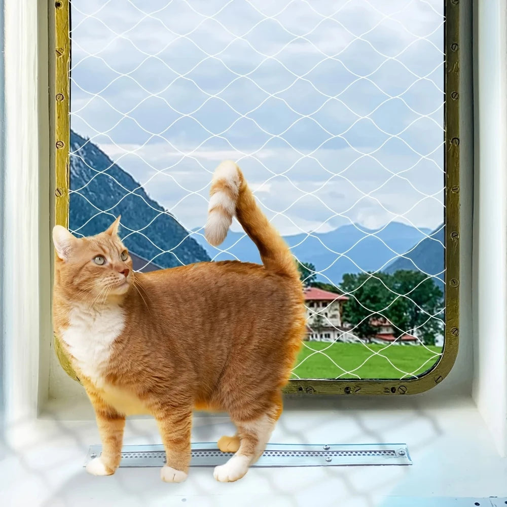 1set Transparent Cat Safety Net with Accessories Fine-meshed for Balcony and Stairs - Prevents Pet Falls and Escapes(5 Sizes)