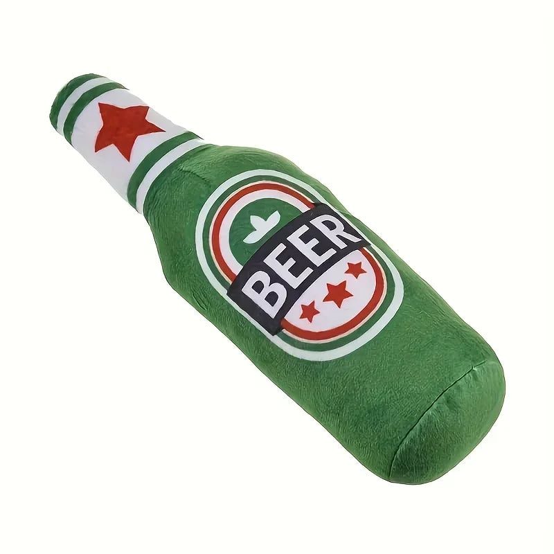 Squeaking Dog Toy Realistic Beer Bottle Shape Interactive Play Bite Resistant Wear Resistant Easy To Clean for Small Medium Dogs