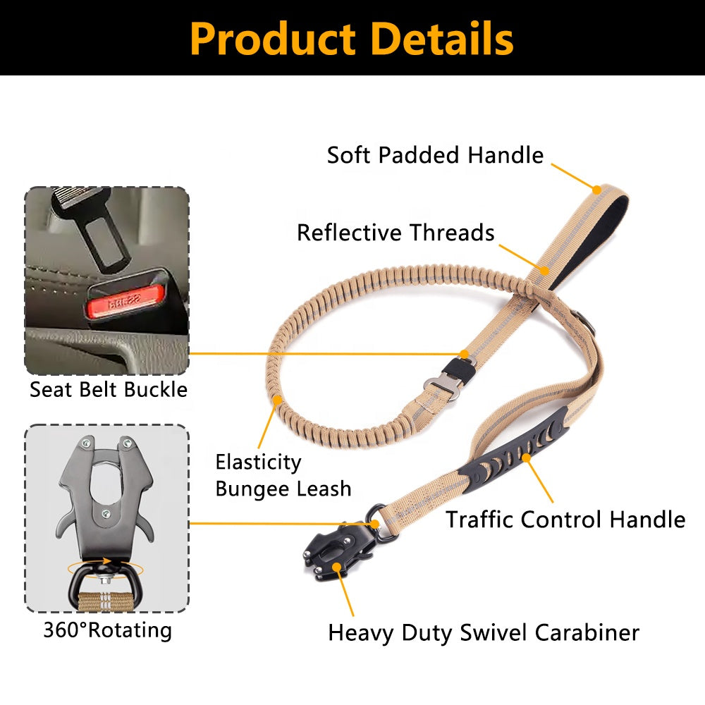 Heavy Duty Quick-Release Bungee Leash (Absorbs Pulls)