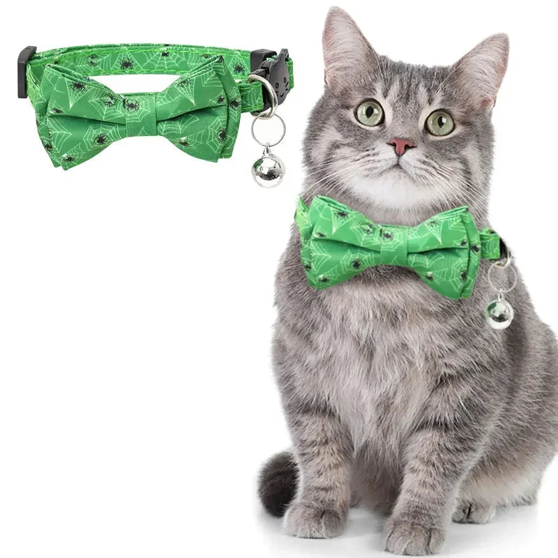 Pet Breakaway Cat Collar Halloween Adjustable Tie Bow Cute Puppy Kitten Collars Rabbit Accessories Products