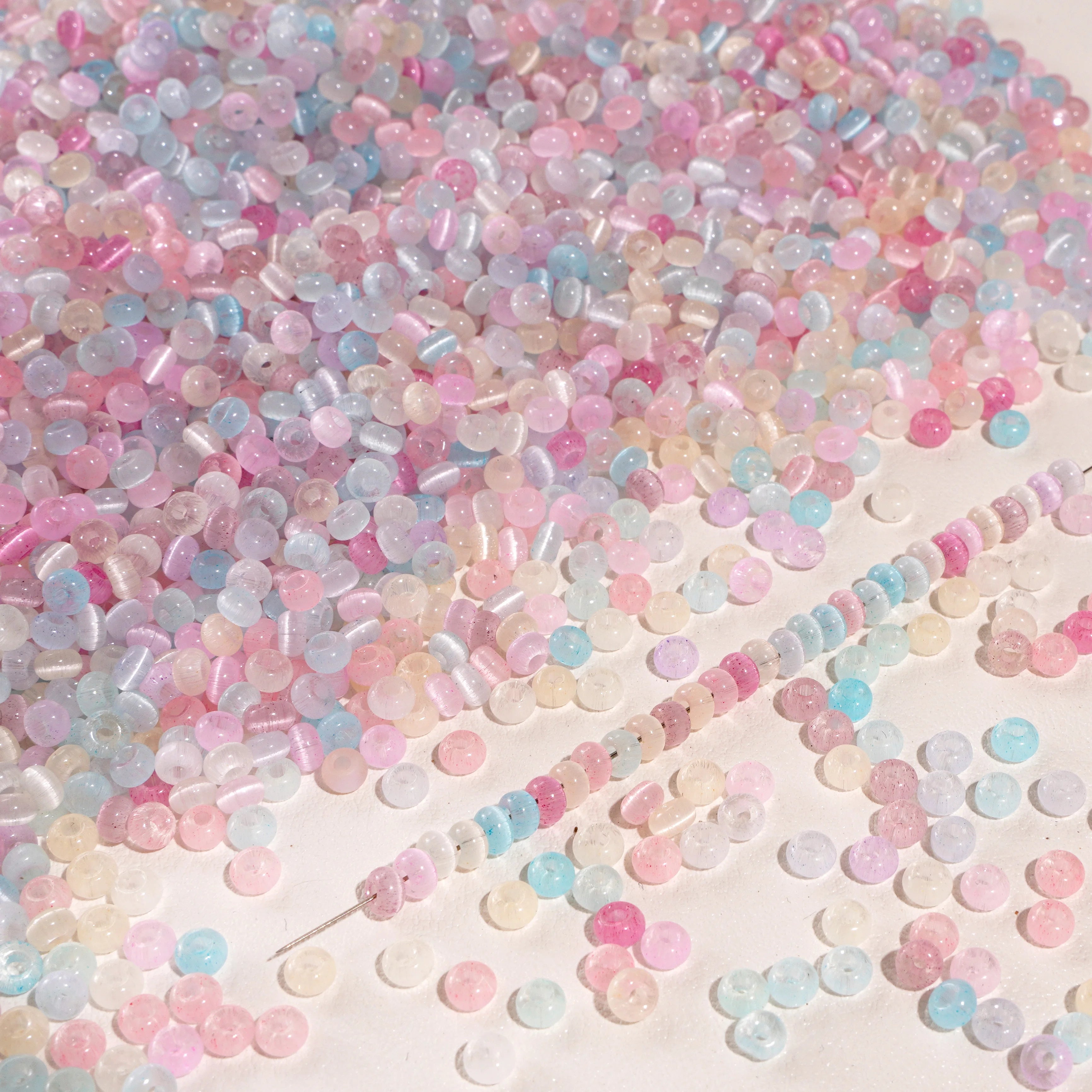 90-180Pcs Colorful Glass Rice Beads Cat Eye Beads Loose Spacer Beads for Handmad DIY Jewelry Making Bracelet Necklace Accessorie