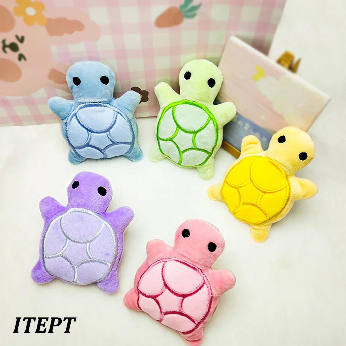 Mini Turtle Plush Dog Chew Toy for Self-Entertainment, Durable and Bite-Resistant, Promotes Dental Health and Safe Fun Play.