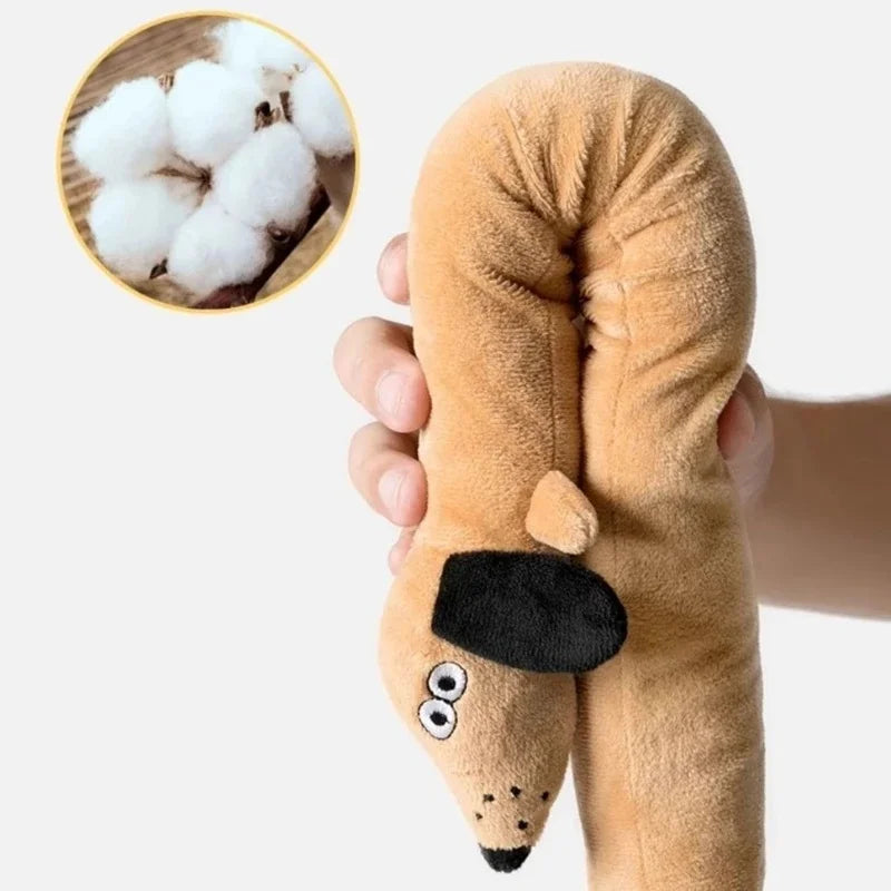Squeaky Dachshund Plush Dog Toy Chew Resistant Long Sausage Puppy Toy Tug Toy Interactive Play Imitation Plush Pet Toy
