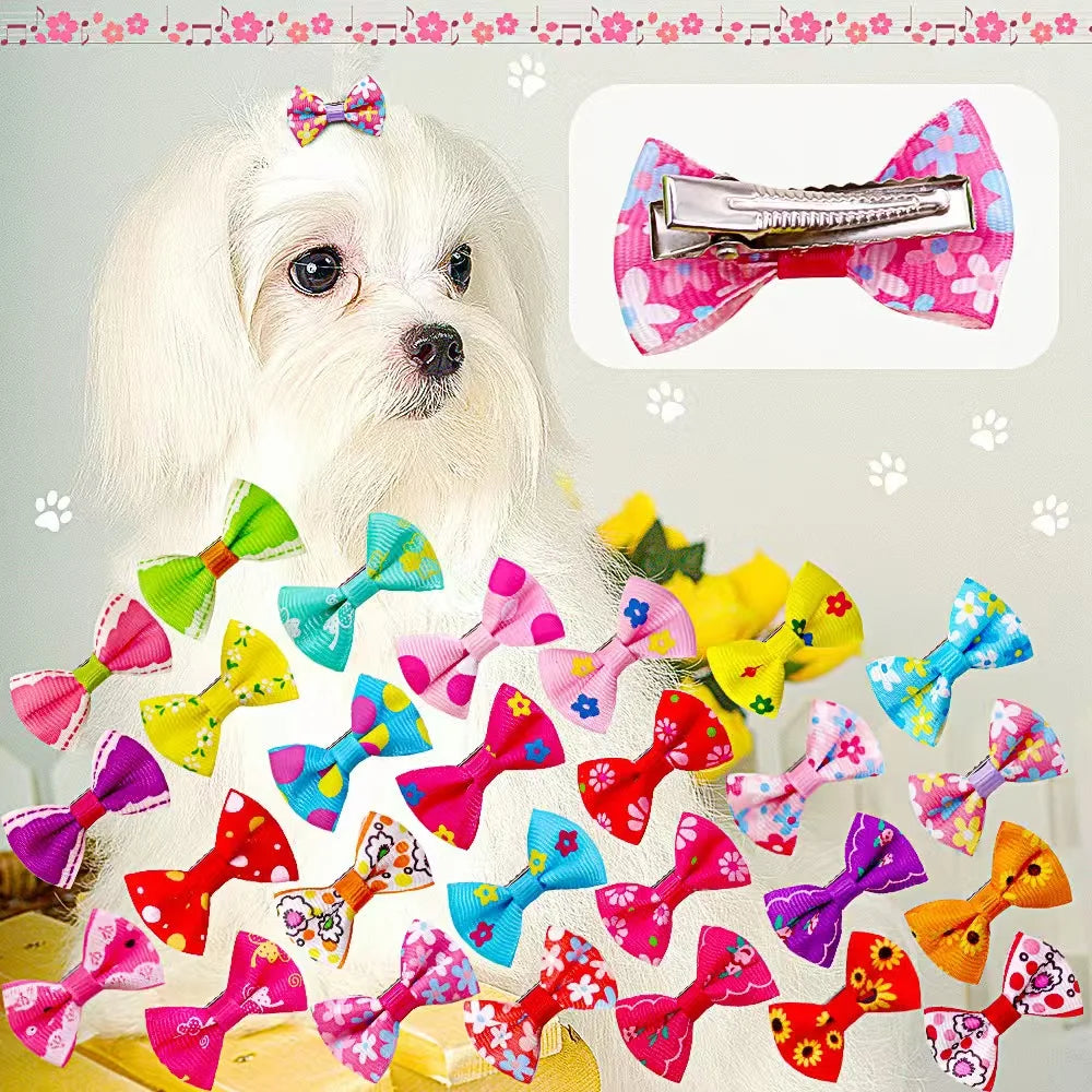 10/20Pcs Dot Pet Grooming Hair Clips Dog Cat Bows Hairpin Pet Girls Barrette for Small Dogs Supplies Pet Hair Grooming Acce