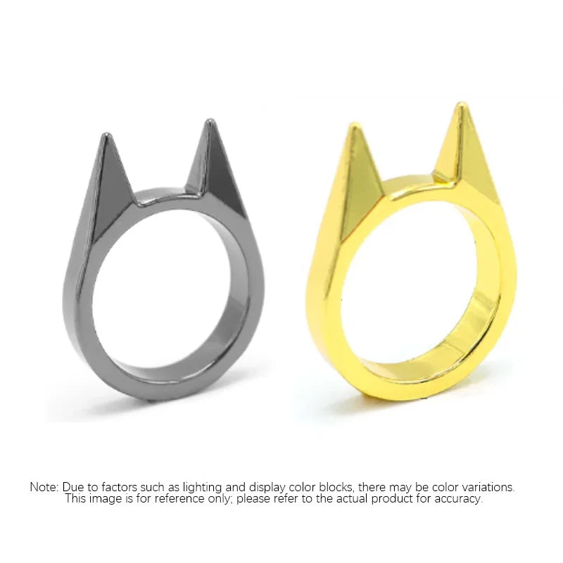 Women Men Cute Cat Ear Rings Self Defense Rings Metal Knuckle Window Breaker Escorts Attack Rings Unisex Jewelry Accessories