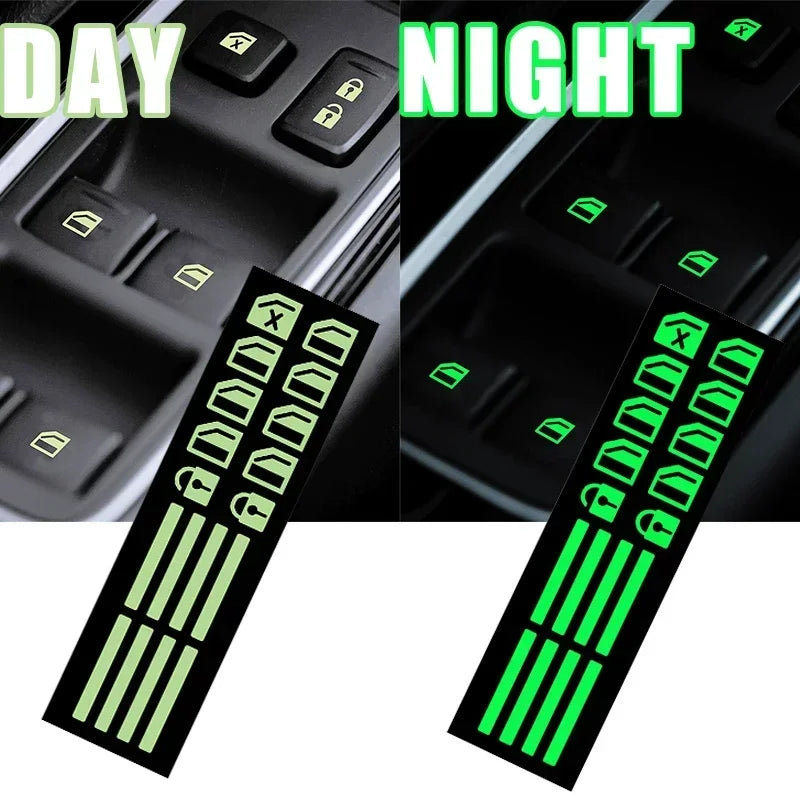 Luminous Car Door Window Lift Button Stickers Car Windows Control Panel Decals Auto Interior Sticker Decoration Car Accessories