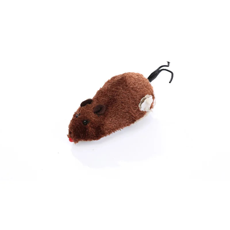 Fun and Interactive Plush Wind-Up Mouse Toy for Cats Dogs and Kids Mechanical Moving Animal Toy for Playtime and Pranks