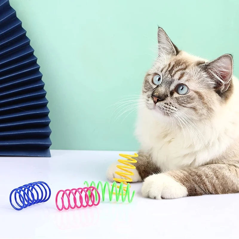 4/200Pcs Kitten Coil Spiral Springs Cat Toys Interactive Gauge Cat Spring Toy Colorful Springs Cat Pet Toy Pet Products