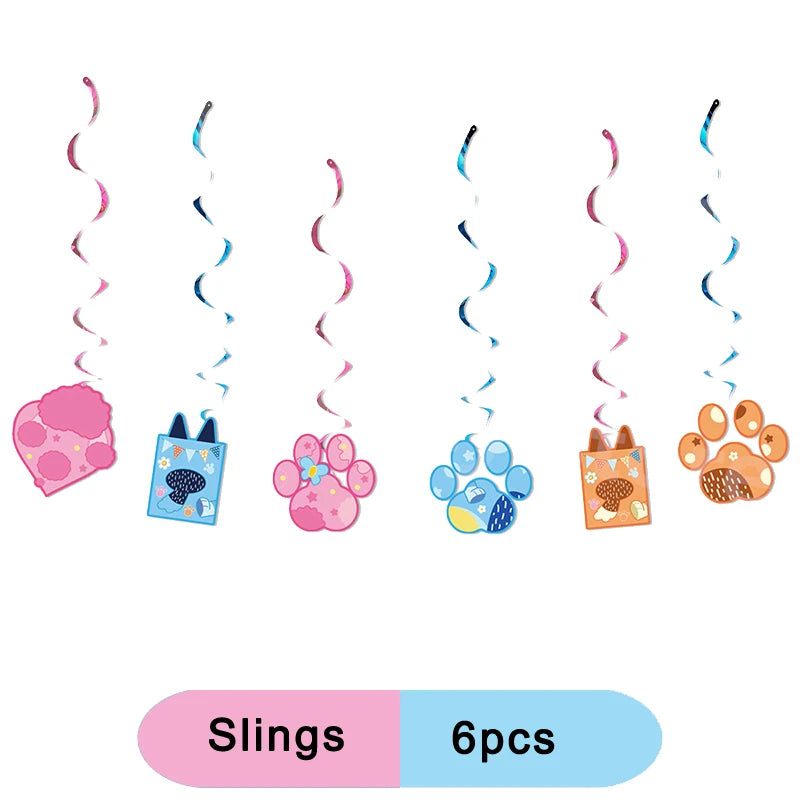 Cartoon Blue Dog Birthday Party Decoration Pink Dog Disposable Tablecloth Cup Bingo plate Baby Shower Kids Favors Party Supplies