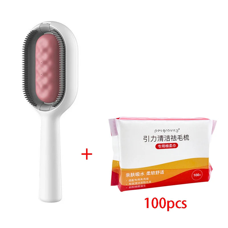 Cat Brush Long Hair Remover Brush for Dog Cat Silicone Pet Grooming Comb with Wipe and Water Tank Pet Product Accessories