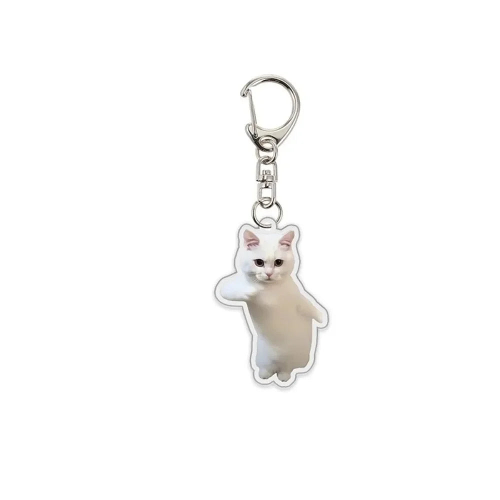 Sand Sculpture Texture Cartoon Cat Keychain Compact Size Lightweight Cat Head Keyring Cat Head Bag Pendant For Bag Accessory