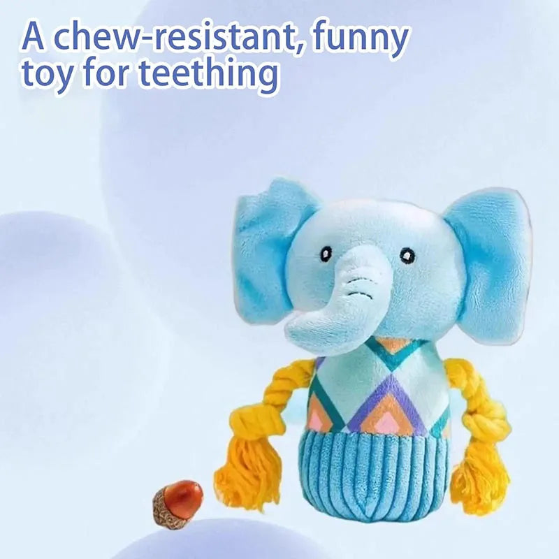Soft Elephant Shape Plush Pet Toy Bite Resistant Stuffed Doll Puppy Interactive Play Toy for Indoor Outdoor Travel Home Use