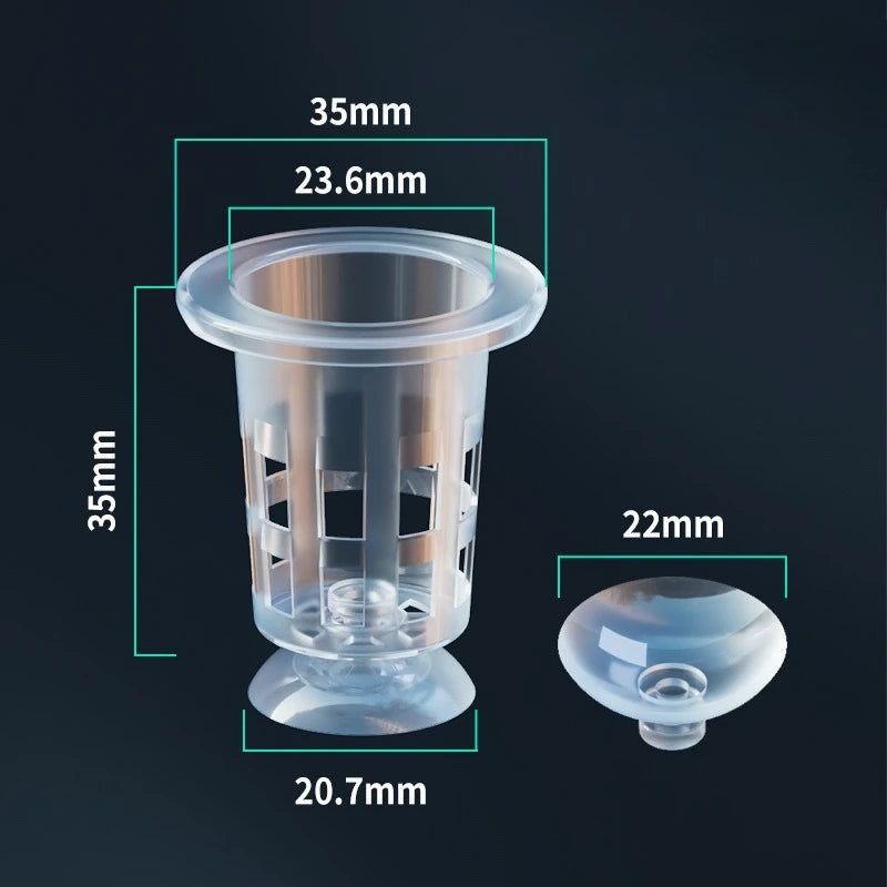 5Pcs Clear Plastic Aquarium Planting Cups with Suction Base -  Water Grass Grow Containers for Freshwater Fish Tank Decoration