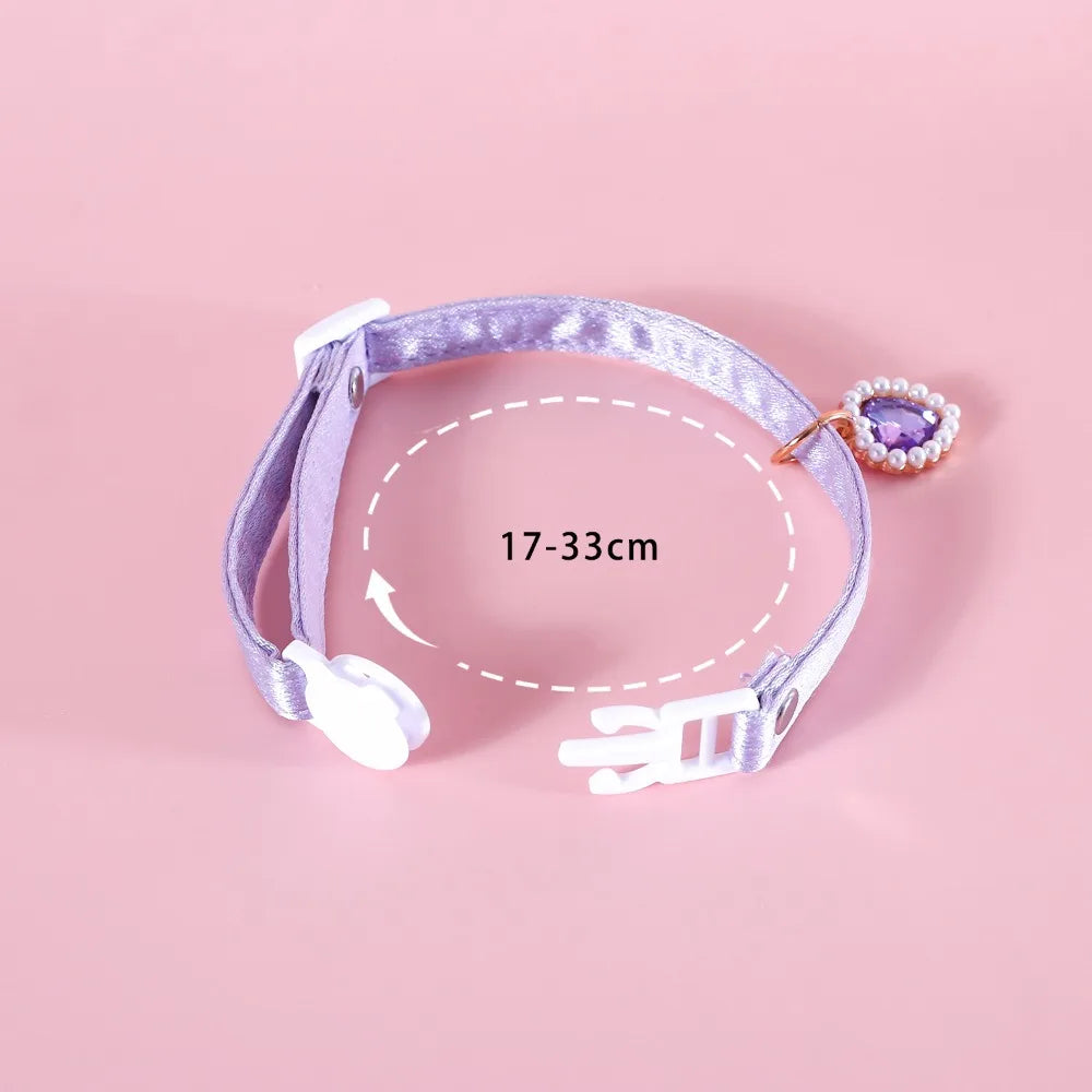 High Quality Heart Pendant Pet Collar Bowknot Durable Pet Supplies Adjustable Solid Color Cats Bow Tie Pets Accessories