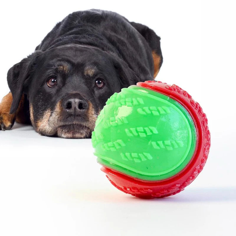 Dog Chew Ball Toy Drinding Teeth Bite-resistant Silicone Ball Puppy Toy Squeaky Teeth Cleaning Training Dog Toy Supplies