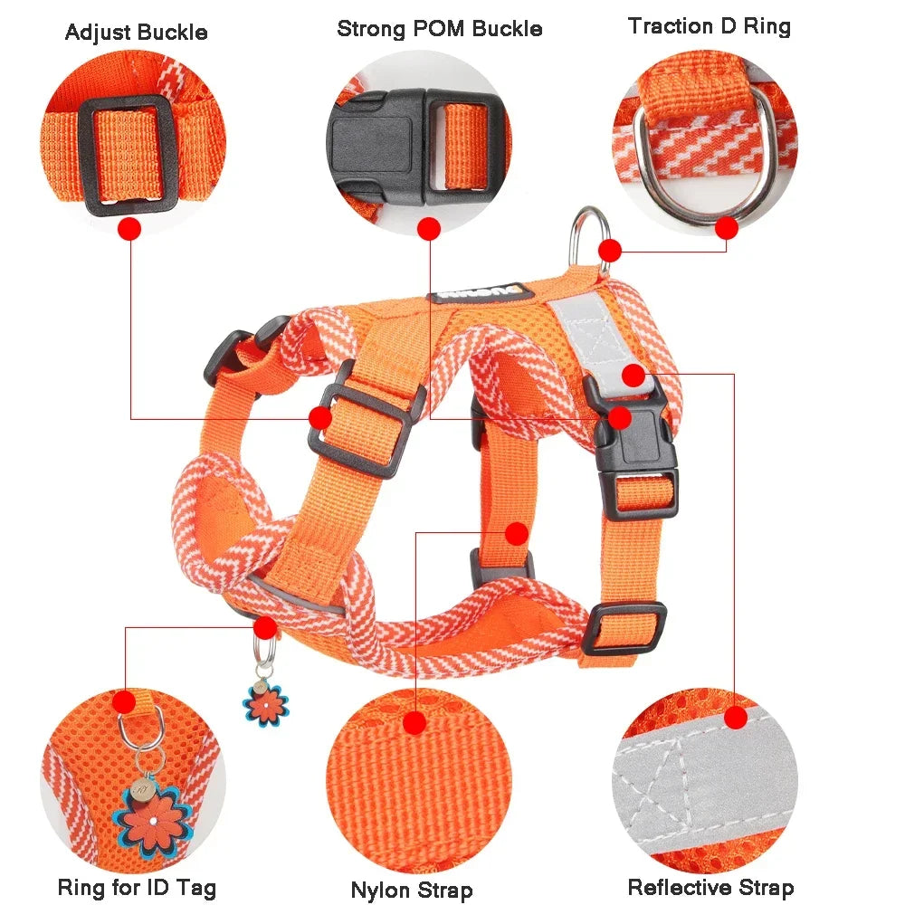 Reflective Breathable Dog Harness and Leash Set Pet Chest Strap Dopamine Pet Supplies Dog Accessories for Small Dogs