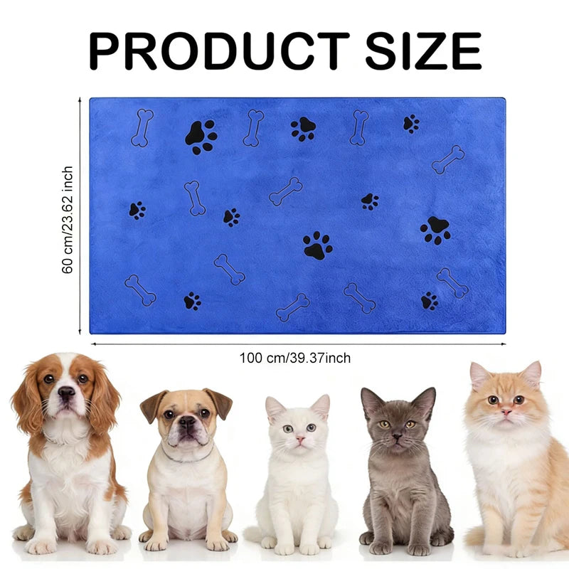 1pcs Quick-Drying Microfiber Dog Towel Absorbent Pet Bath Product Fiber Quick-drying Bath Towel Car Wiping Cloth Pet Supplies