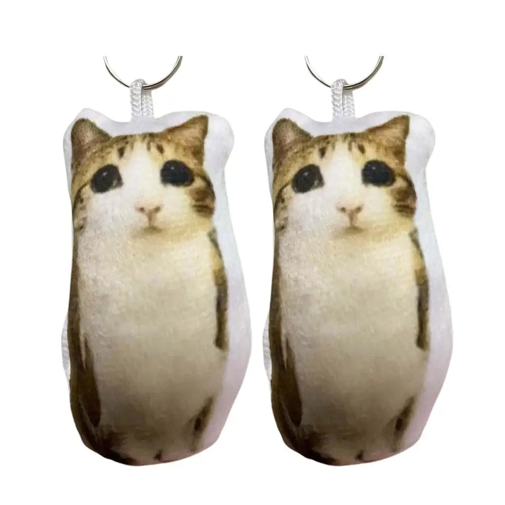 Funny Meowl Voice-Playing Plush Keychain Realistic Cat Meow Sound Toy Squeeze Stress Relief Charm High-Definition Print Feline