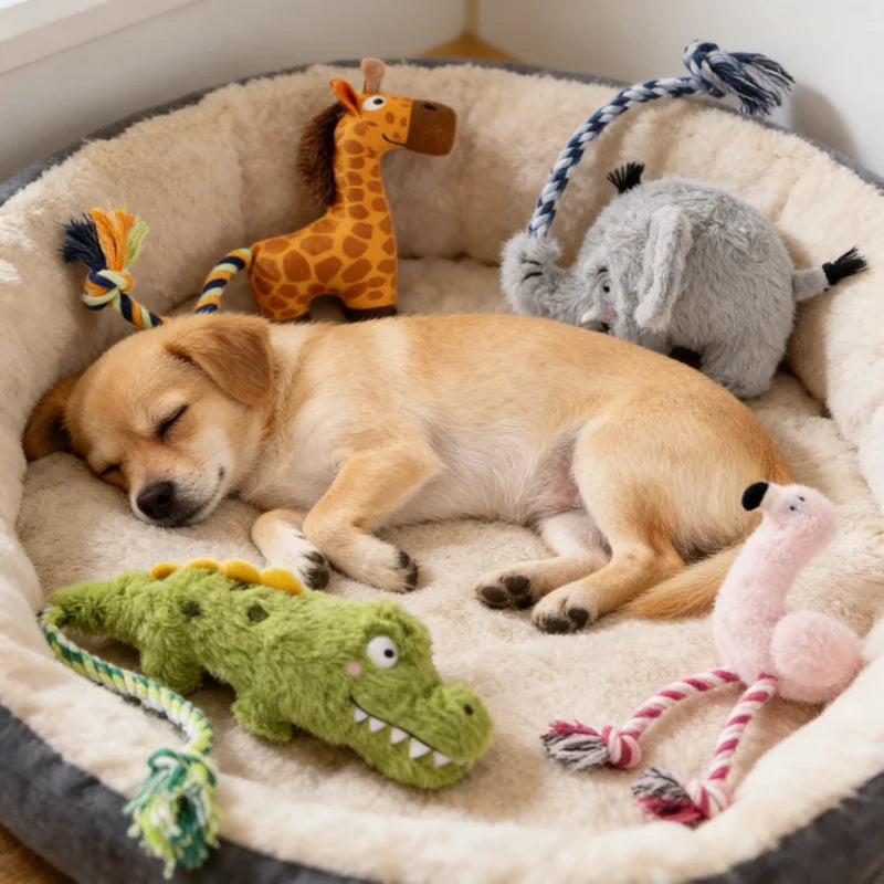 Cute Animal Rope Indestructible Plush Dog Play Knotted Toy With Squeaker Pet Supplies Safe Dog Tough Toys Puppy Tooth Chew Toy