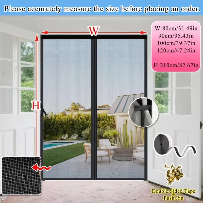 Magnetic Mosquito Screen Door, Thickened Diamond Screen Door Curtain Tear Resistant, Pet Friendly, Ventilated and Breathable