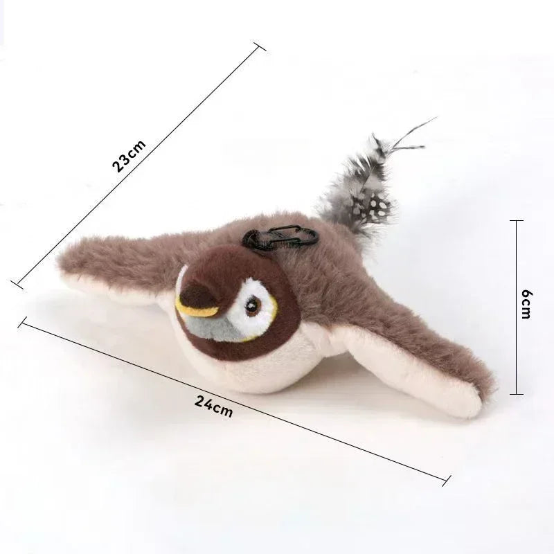 Interactive Cat Toys Flying Bird Cat Toy Rechargeable Chirping Flapping Bird(no Flying) Can Add Catnip Touch Activated Plush Toy