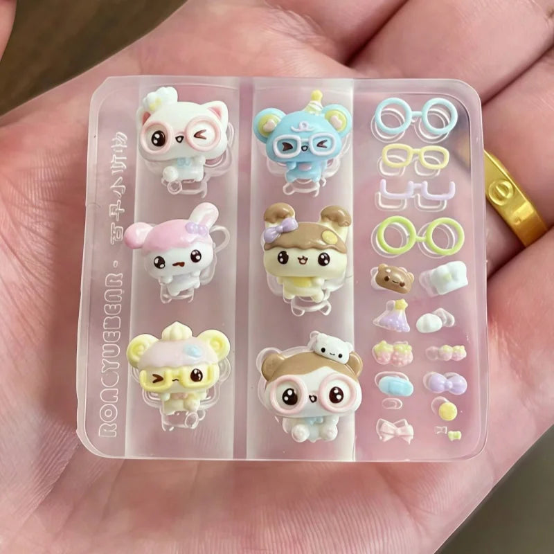 Silicone Nail Art Mold Cute Cartoon Pet Bear Frame Dessert Accessory 3D Nail Art Design Tool Essential for Nail Artists