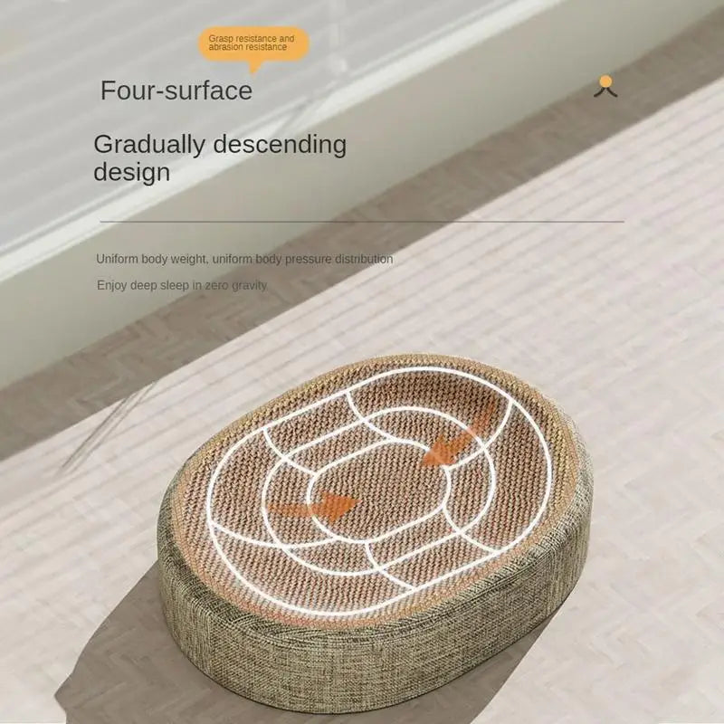 10A-2in1 Cat Scratching Board Protect Furniture Grinding Claw Toys Oval Sisal Weaving Wear-resistant Cat Nest Cat Accessories