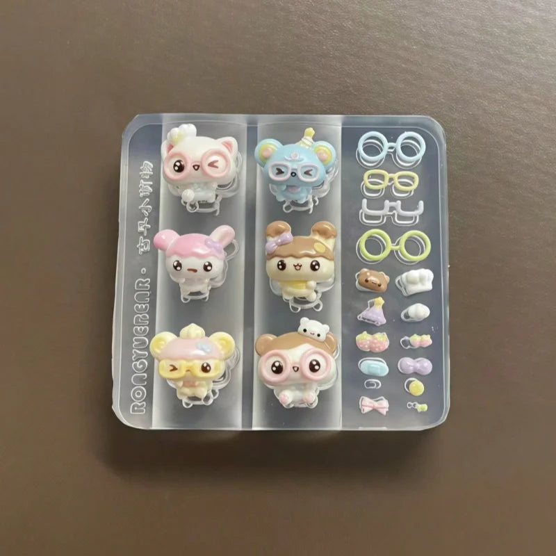 Silicone Nail Art Mold Cute Cartoon Pet Bear Frame Dessert Accessory 3D Nail Art Design Tool Essential for Nail Artists