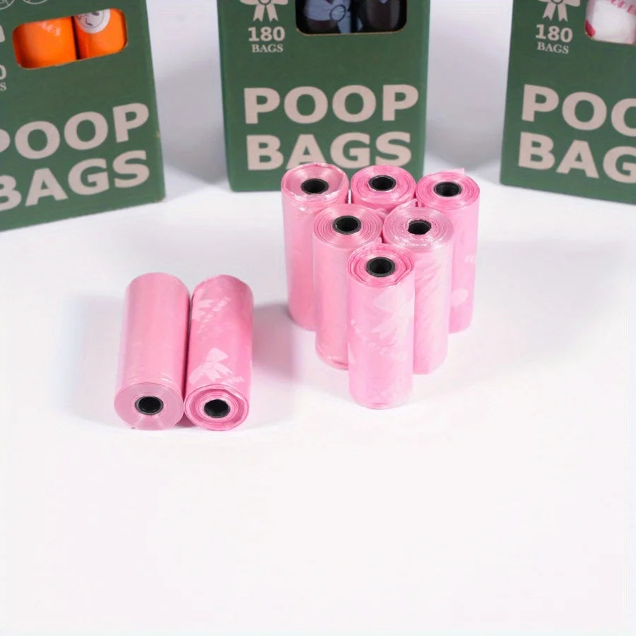 120 Count Extra Thick Leakproof Poop Bags - Vibrant Pink & Purple Designs, High-Quality Polyethylene Trash Bags for Dogs
