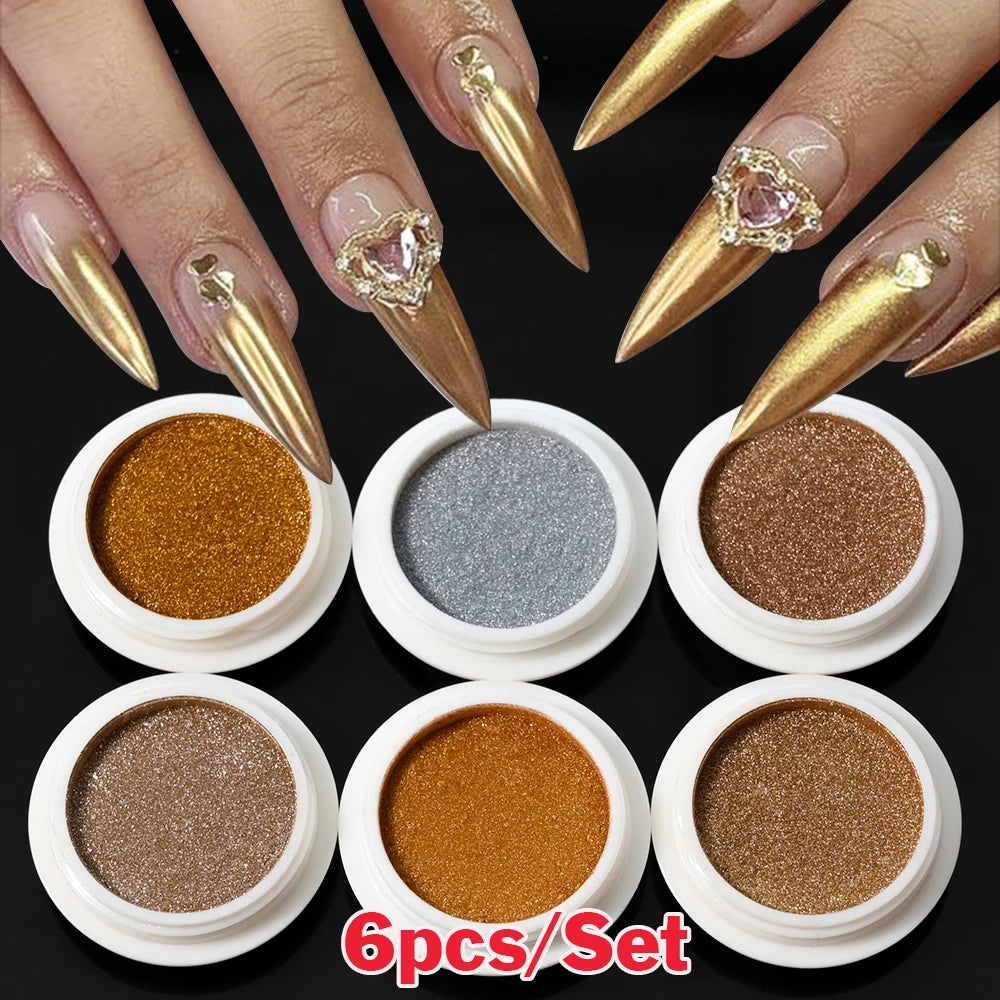 24pcs/Set Sparkly Holographic Fine Sugar Nail Powder Diamond Chrome Pigment Dust For Gel Polish Glitter Manicure Accessories