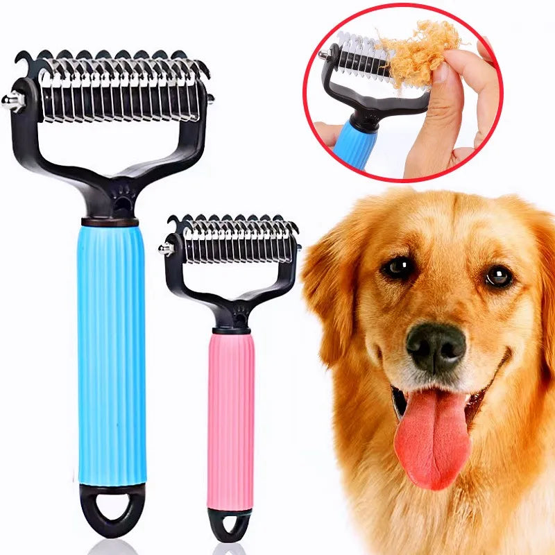 Dog Comb Knife Dogs Combs Double-sided Pet Hair Remover Stainless Steel Dog Brush for Hair Knot Cleaning Dogs Brush Pet Products