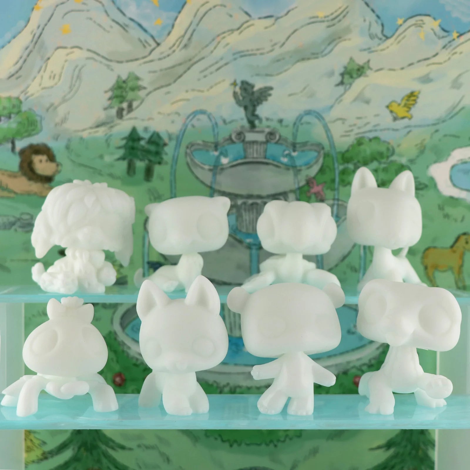 Minilpsshop White Base For Pet Shop Toy Crocodile Spider German Shepherd Turtle Panda Bull Terrier and Sheepdog DIY Painting