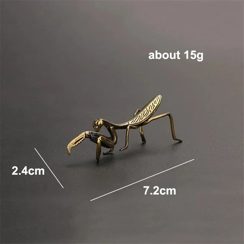 Copper Praying Mantis Miniature Ornaments Retro Flower Pot Decoration Decoration Craft Accessories Tea Pet Antique