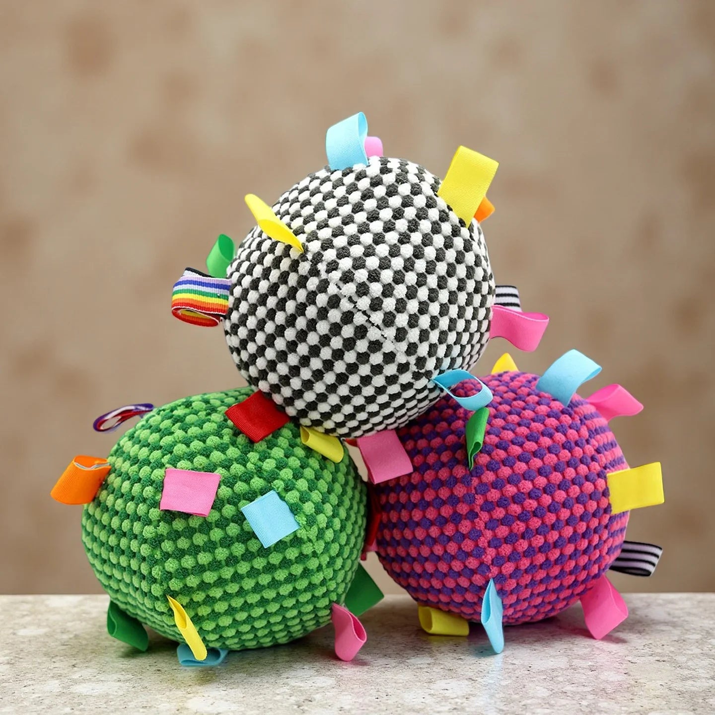 Training Soft Fabric Ball with Bell: Squeaky Fetch & Chew Toy for Dogs - Interactive Toss and Bite Play for Puppy Training