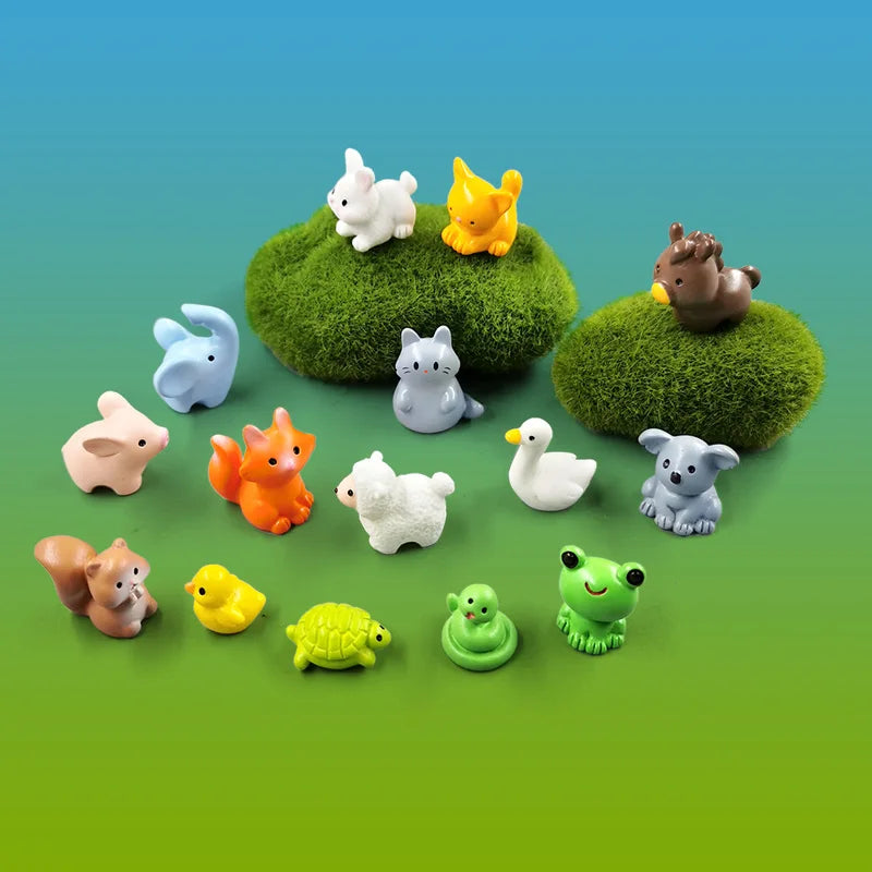 20Pcs Christmas Capybara Flamingo Toucan Pelican Fox Rabbit Pig Cat Frog Figurine Miniature Fairy Garden Decoration Accessories