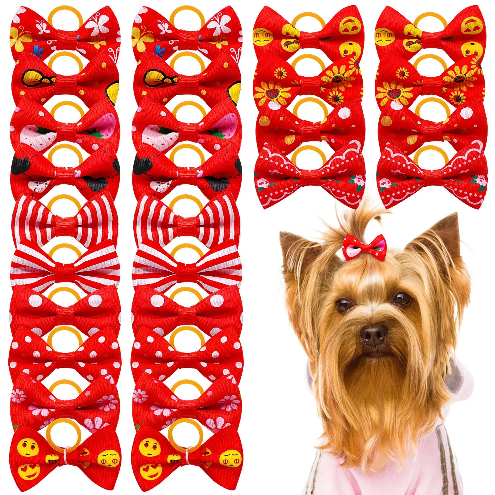30PCS Small Dog Bows Pet Dog Hair Accessories Rubber Bands Small Dog Cat Hair Bows For Dogs Cats Grooming Products
