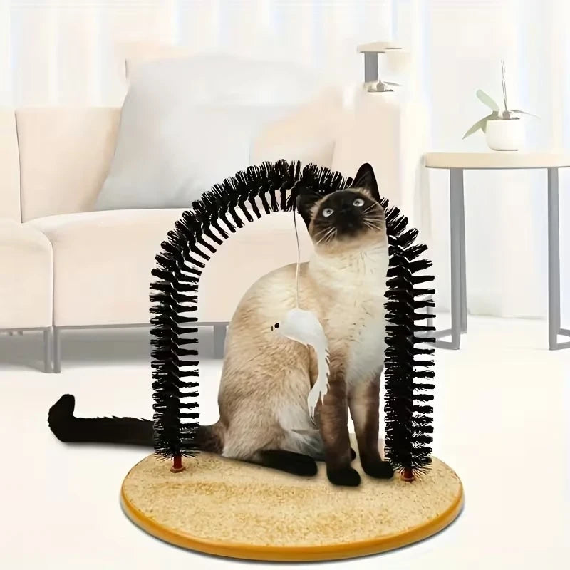 Arch Cat Self Groomer Brush, Cat Rubbing Massager Arch Door, Cat Scratching Pad Pet Hair Remover Grooming Toy