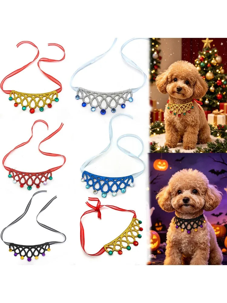 50pcs New Fashion Christmas Dog Accessories Small Dog Bowties Pet Supplies Pet Dog Necklace for Dogs Pets Grooming Products