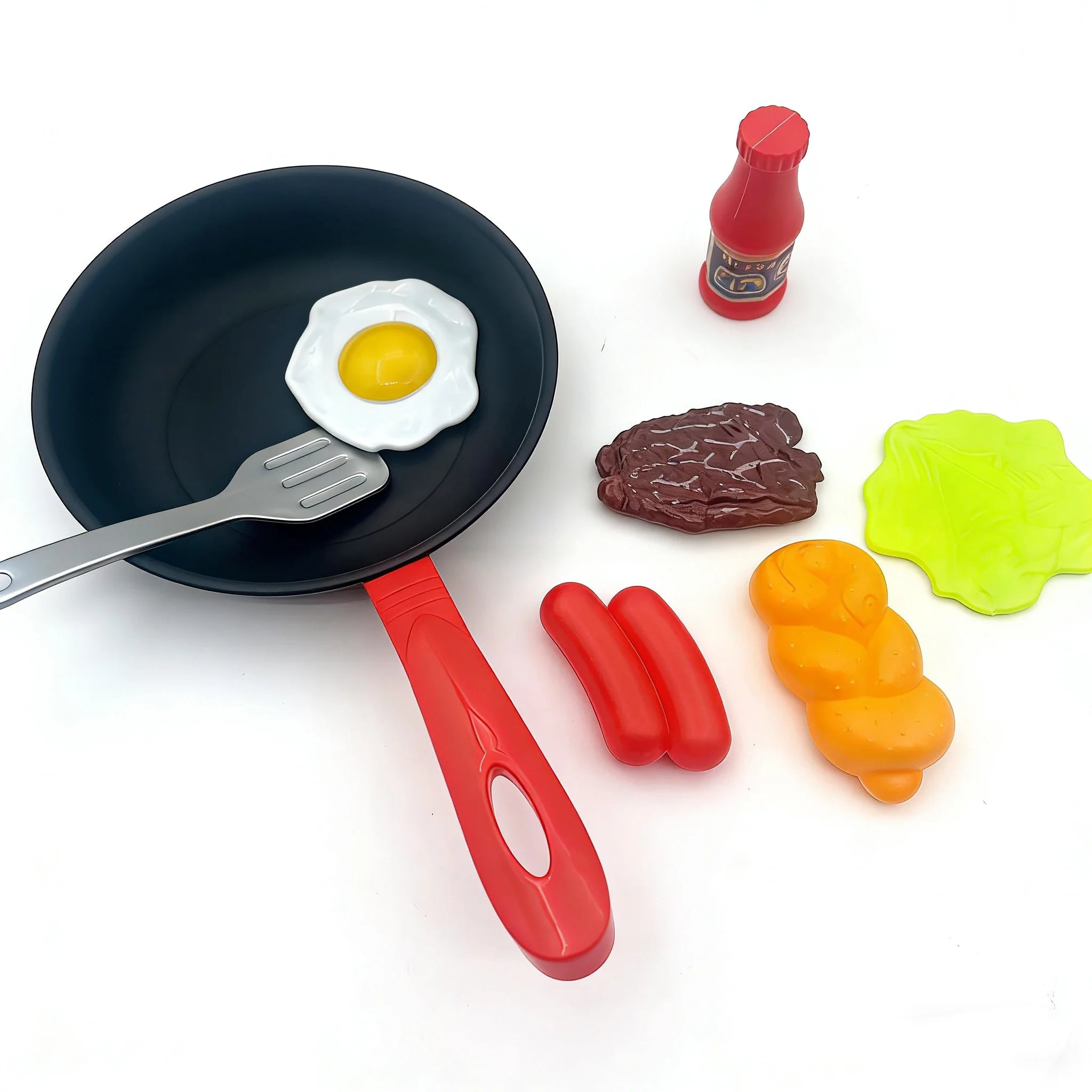 8PCS Children Kitchen Food Toys Simulation Cookware Game Set Pretend Play Pot Steak Vegetable Bread Hot Dog Omelette Kids Gift