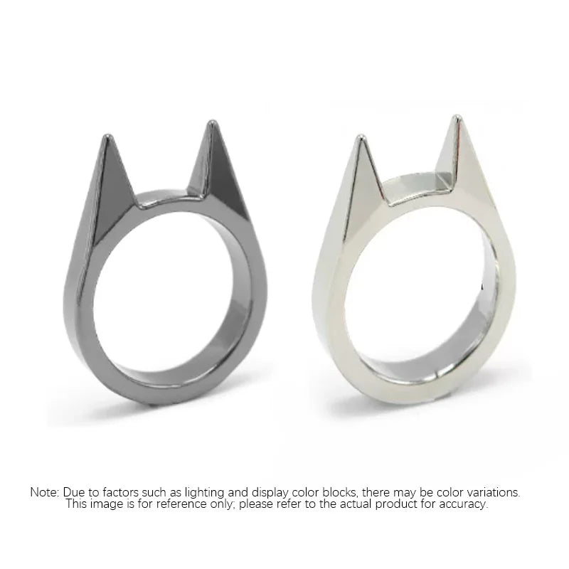 Women Men Cute Cat Ear Rings Self Defense Rings Metal Knuckle Window Breaker Escorts Attack Rings Unisex Jewelry Accessories