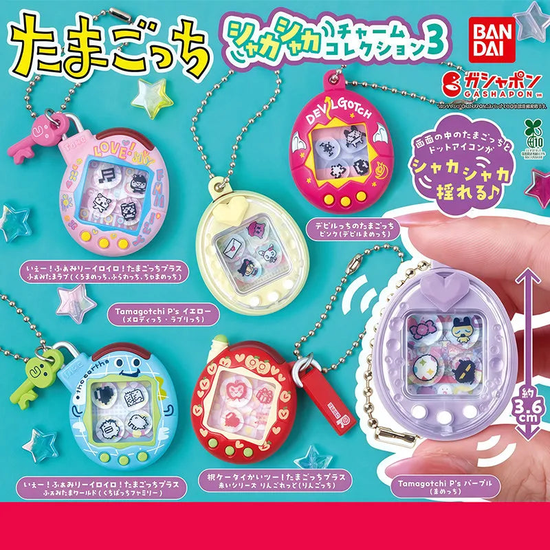 Bandai Tamagotchi Electronic Pet Shaking Charm Gashapon Capsule Toy Collection 3 Bag Pendant Keychain Decoration