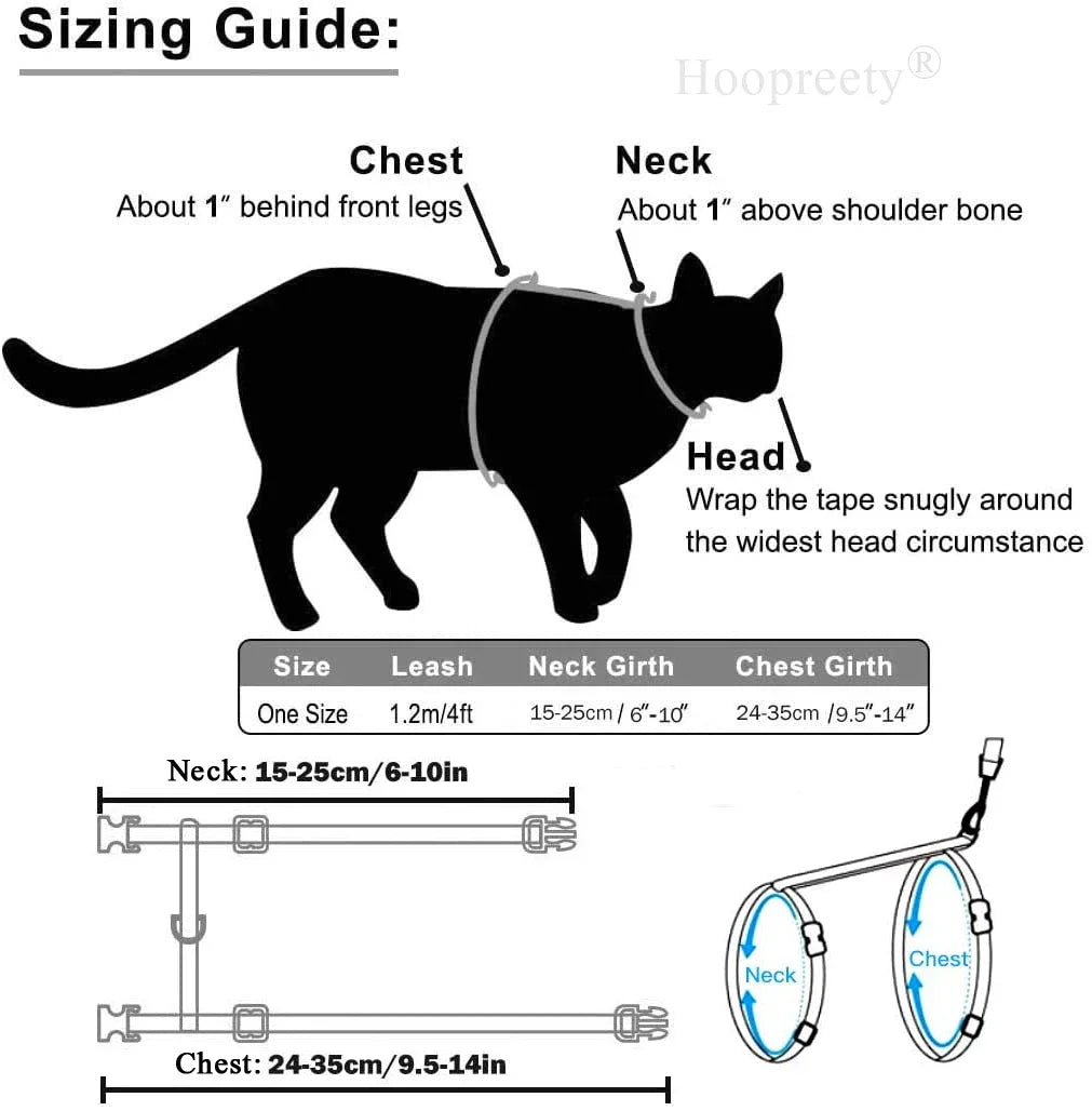 Kitten Cat Harness Leash Set Walking Escape Proof Adjustable Nylon Halter Collar Harness for Cats Puppy Rabbit Pet Accessories