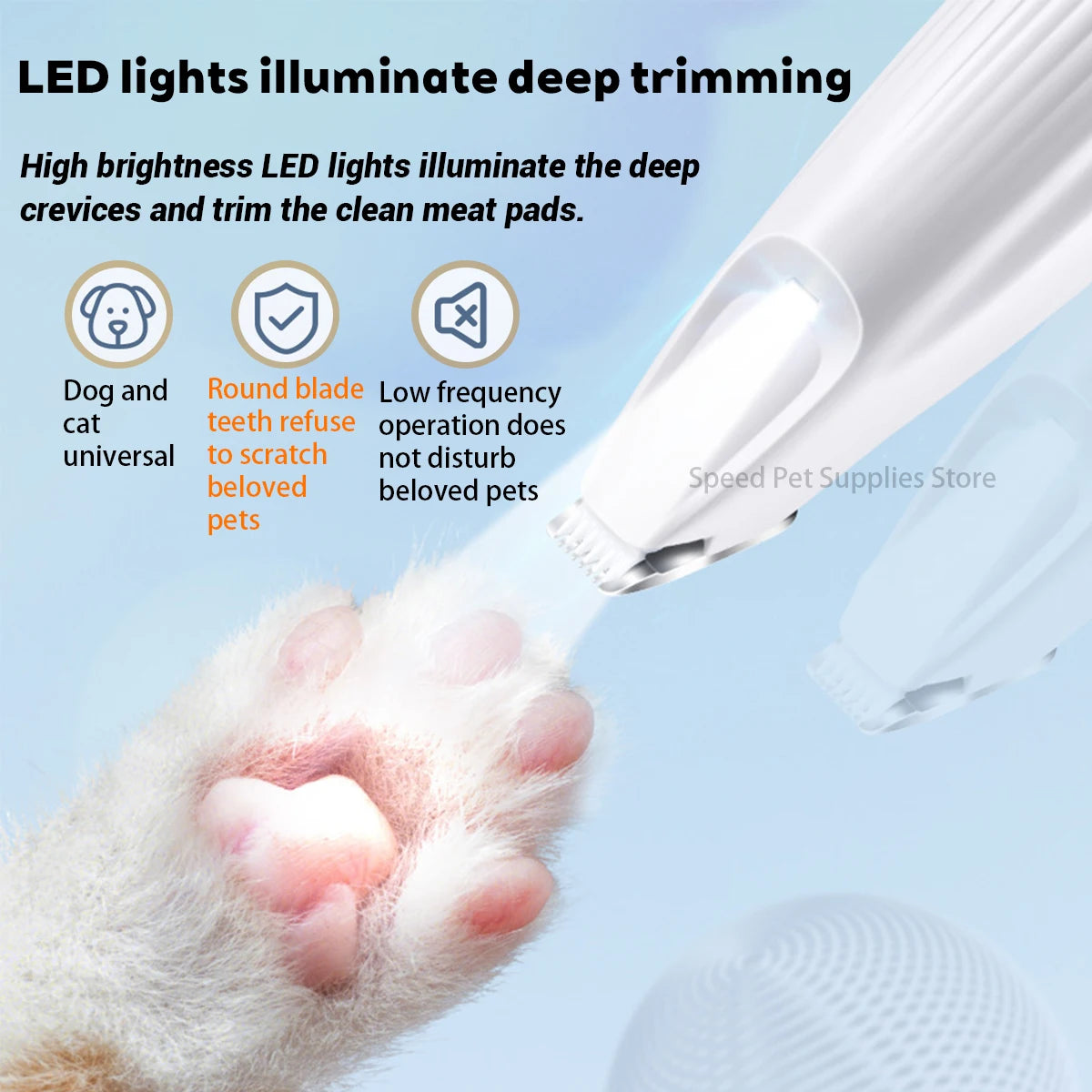 New Product Pet Dog Electric Beauty Trimmer with LED Light Pet Foot Hair Trimmer Low Noise Cat Dog Face Foot Ear Hip Claw Shaver
