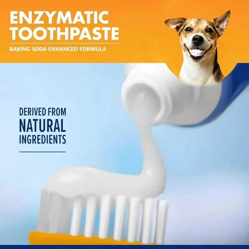 Universal Toothpaste Toothbrush Set Dog Gum Care Products Kit Pet Cleaning Tools Kit Reduces Plaque & Tartar Buildup for Pet