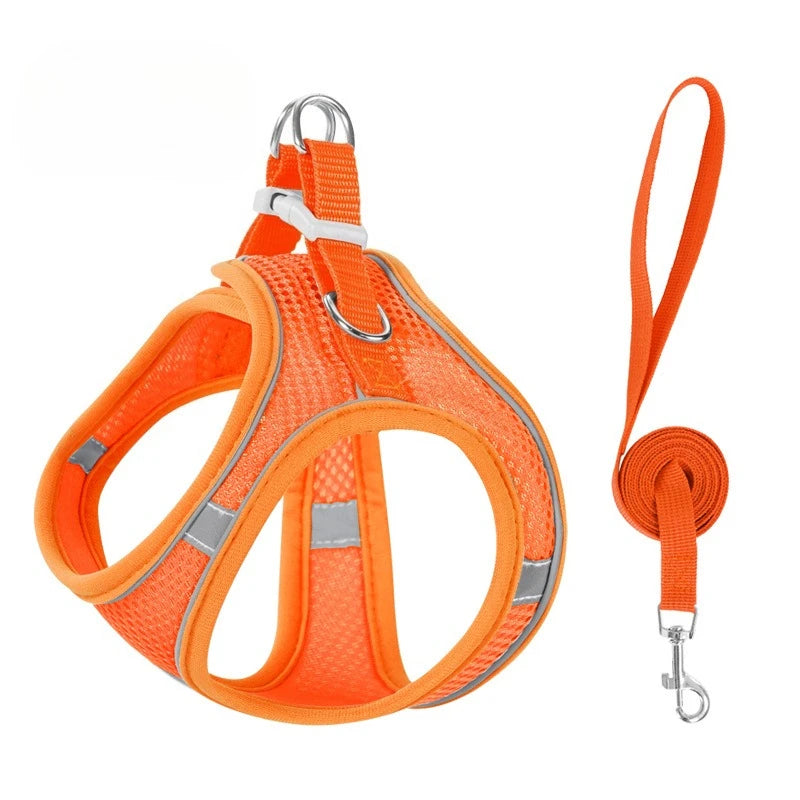 Cat Harness Vest Chest Rope Set with 1.5m Rope Reflective Breathable Adjustable Pet Harness for Small Medium Dog Outdoor Walking